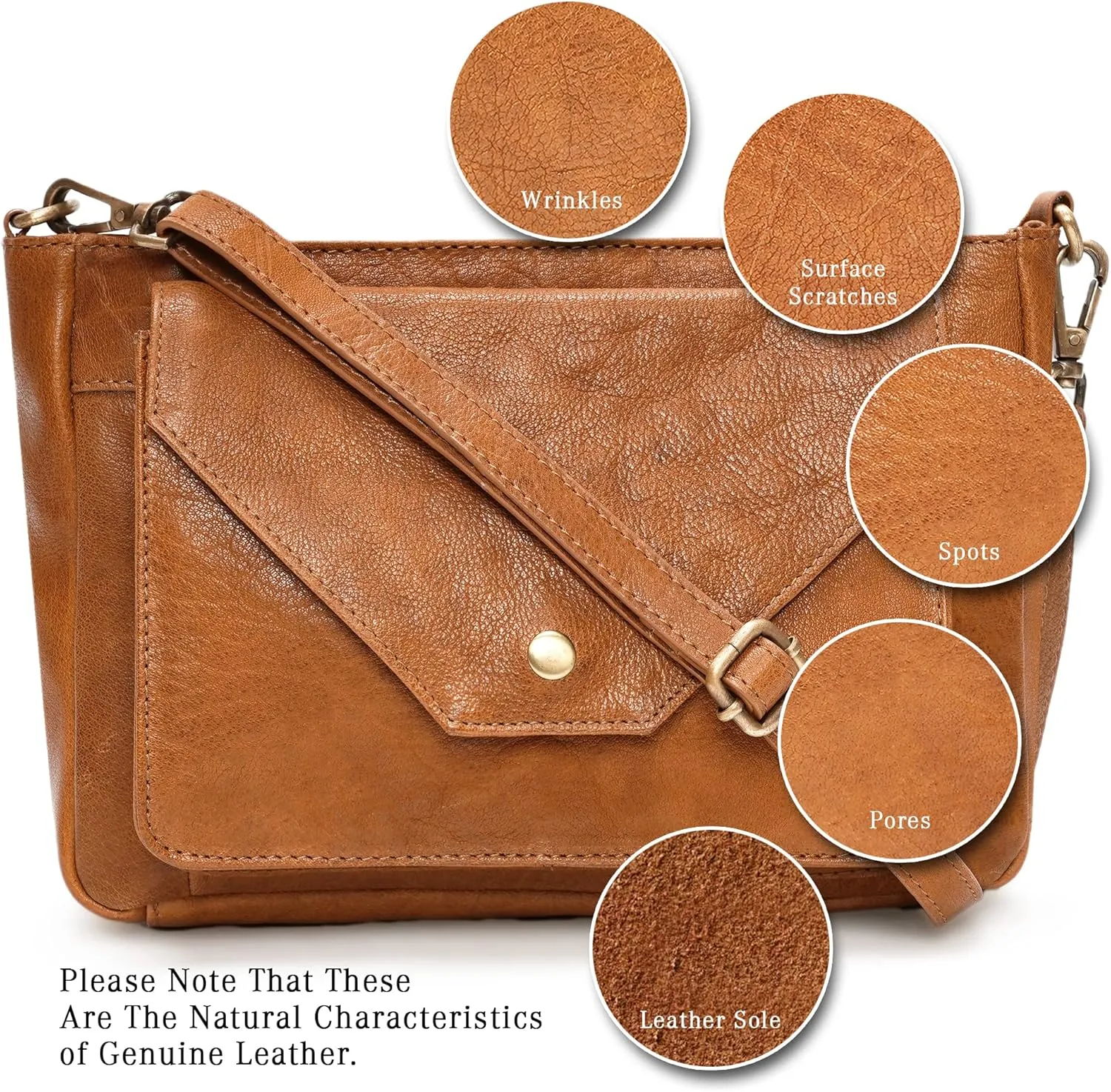 LUXEORIA Genuine Leather Crossbody Bags for Women, Small Travel Purses, Mobile & Credit Card Pockets with Adjustable Strap