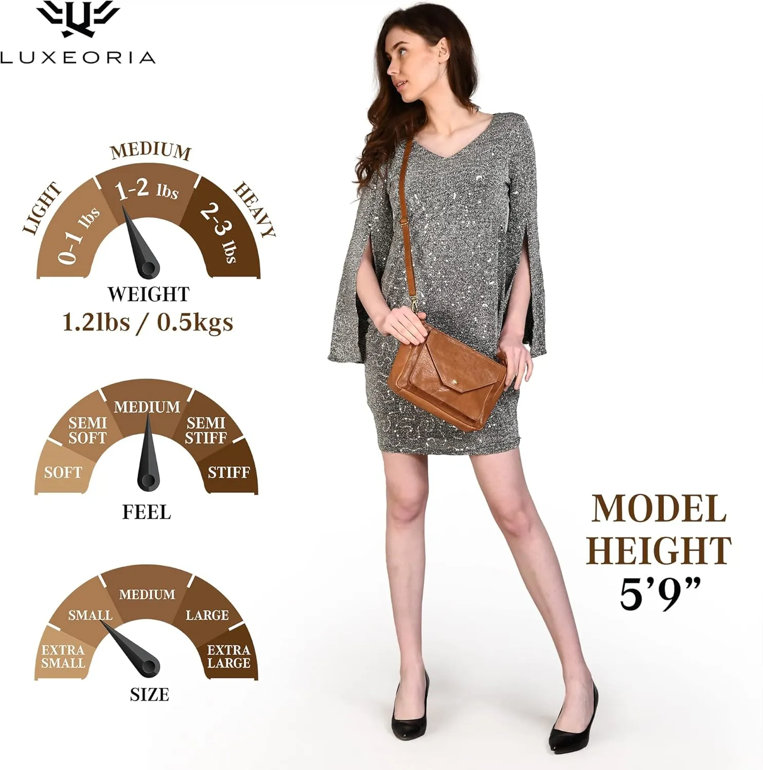 LUXEORIA Genuine Leather Crossbody Bags for Women, Small Travel Purses, Mobile & Credit Card Pockets with Adjustable Strap