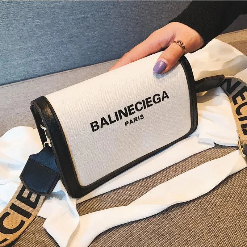 Luxury Casual Letter Wide Strap Shoulder Bag