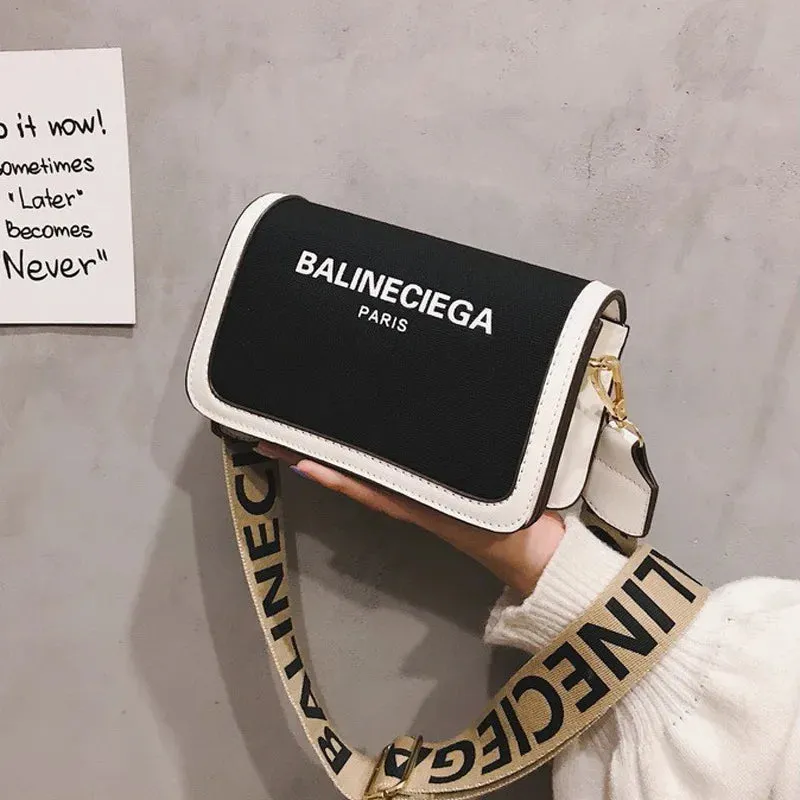 Luxury Casual Letter Wide Strap Shoulder Bag