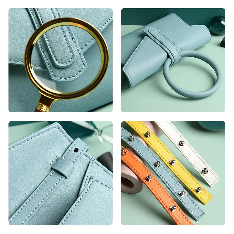 Luxury Ring Top Genuine Leather Handbag