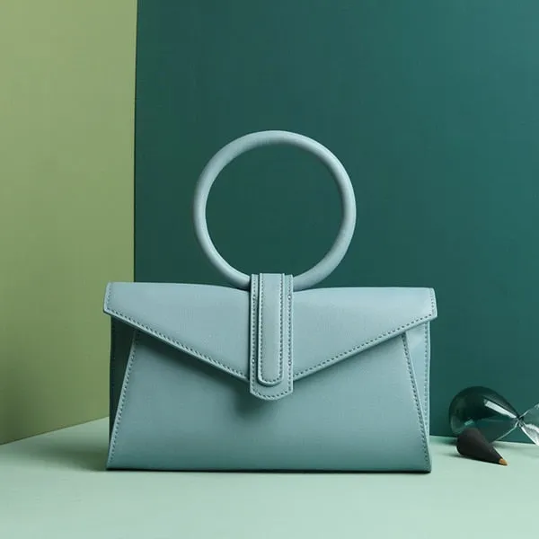 Luxury Ring Top Genuine Leather Handbag