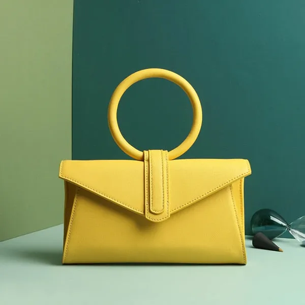 Luxury Ring Top Genuine Leather Handbag