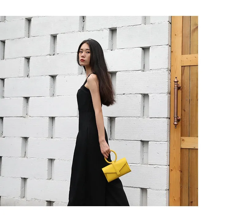 Luxury Ring Top Genuine Leather Handbag