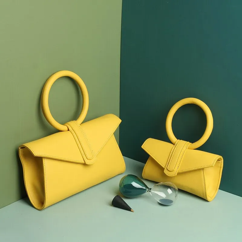 Luxury Ring Top Genuine Leather Handbag