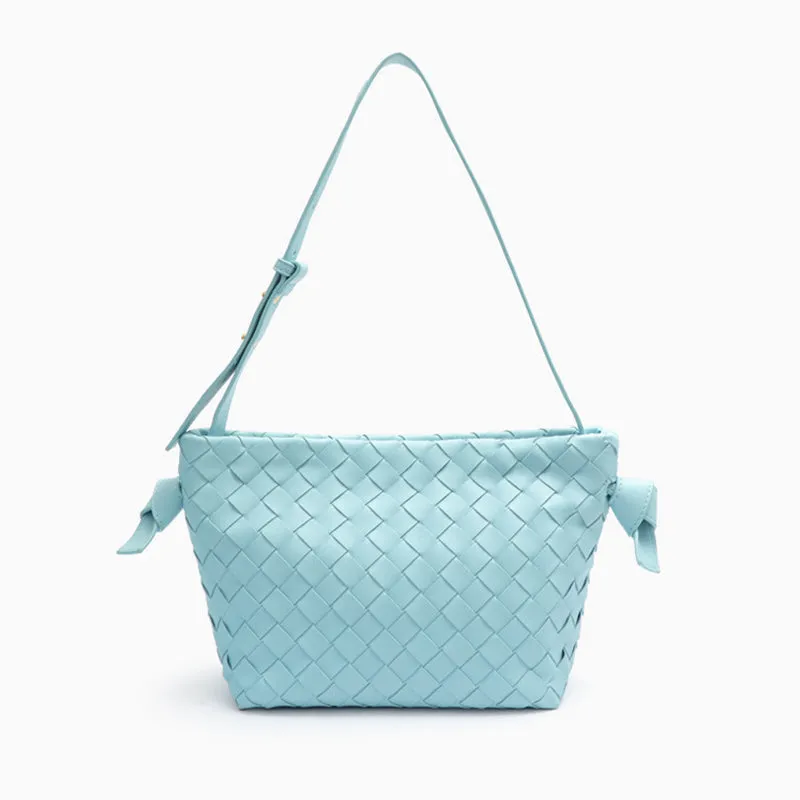 Luxury Woven Shoulder Bag – Handwoven Vegan Leather Underarm Purse