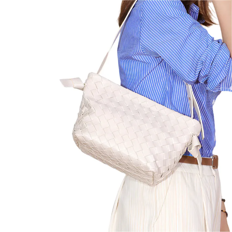 Luxury Woven Shoulder Bag – Handwoven Vegan Leather Underarm Purse