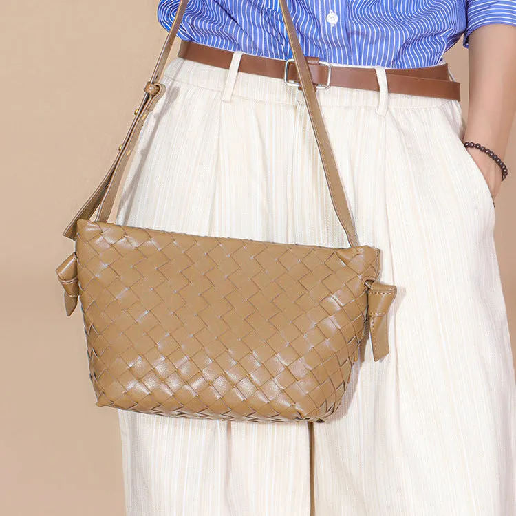 Luxury Woven Shoulder Bag – Handwoven Vegan Leather Underarm Purse
