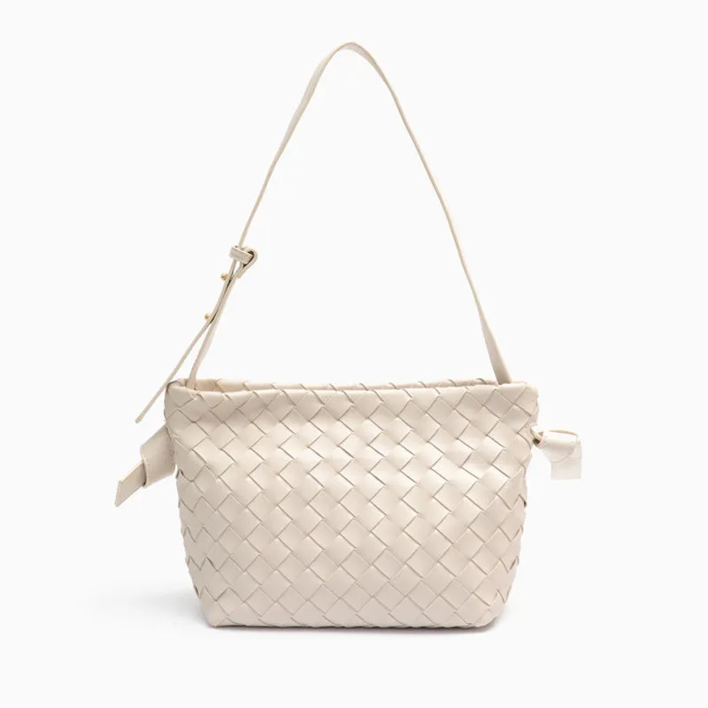 Luxury Woven Shoulder Bag – Handwoven Vegan Leather Underarm Purse