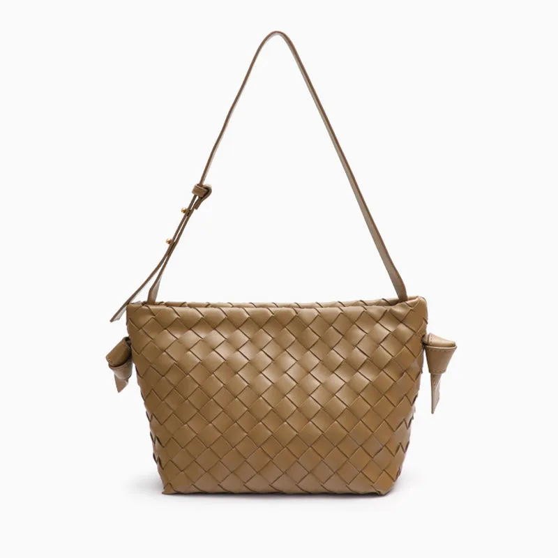 Luxury Woven Shoulder Bag – Handwoven Vegan Leather Underarm Purse