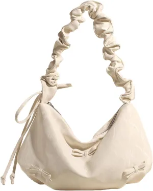 MakeMeChic Women's Y2K Bow Shoulder Bag Ruched Zipper Underarm Handbag Purse