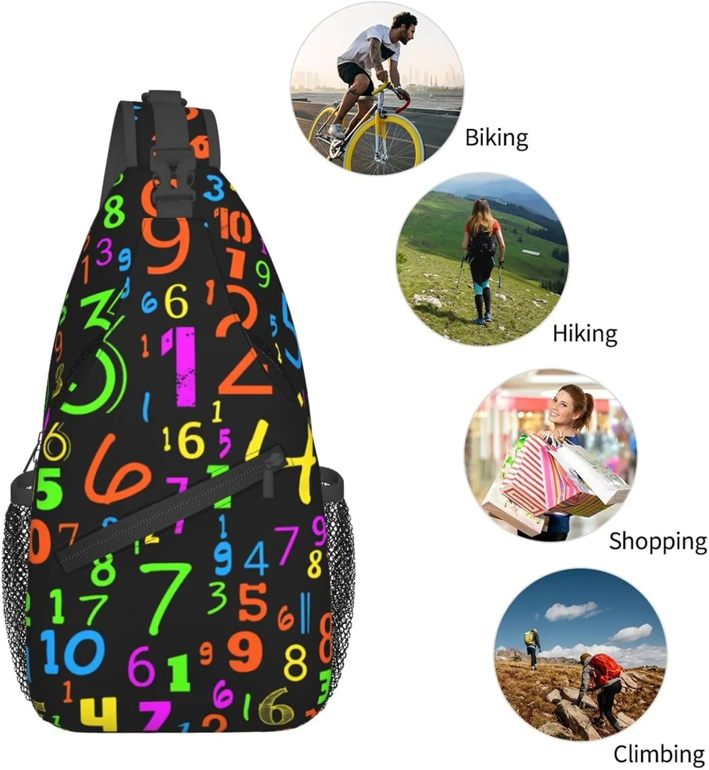 Math Mathematics Sling Bag Adjustable Crossbody Bag Casual Chest Bags Travel Shoulder Backpack For Women Men
