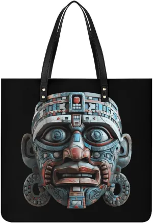 Maya Face Mask Printed Tote Bag for Women Fashion Handbag with Top Handles Shopping Bags for Work Travel