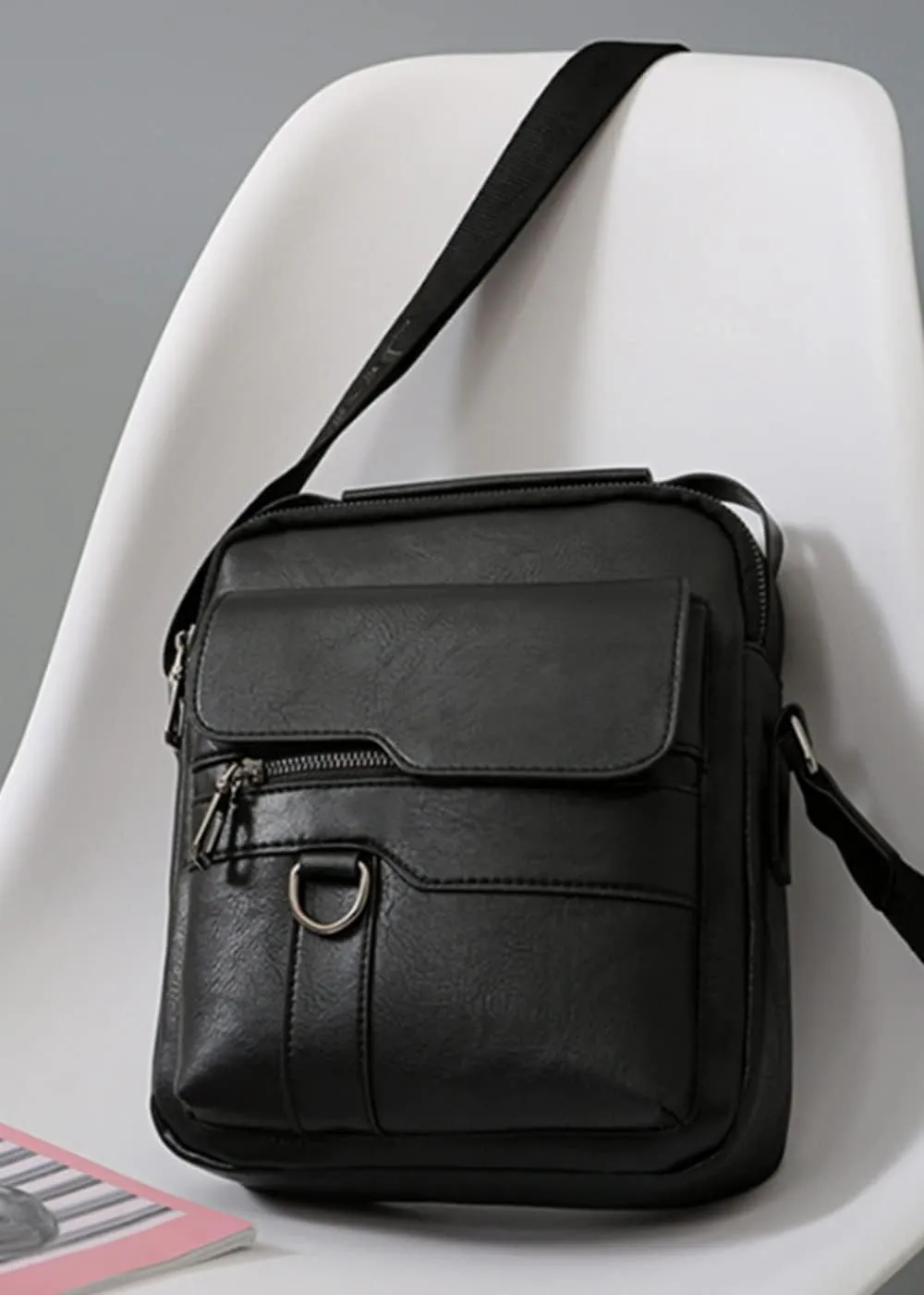 Men PU Leather Shoulder Bags Casual Crossbody Bag Abrasion-resistant Handbag
