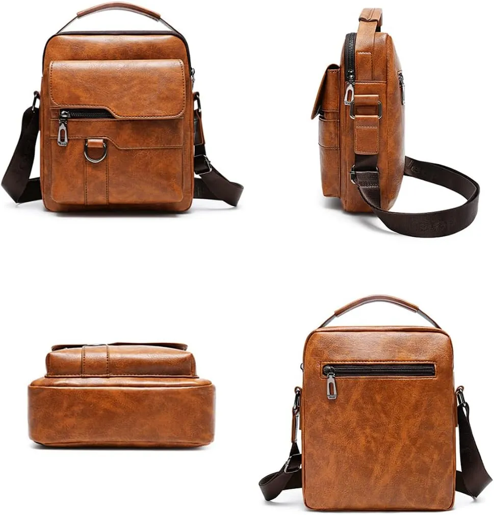 Men PU Leather Shoulder Bags Casual Crossbody Bag Abrasion-resistant Handbag