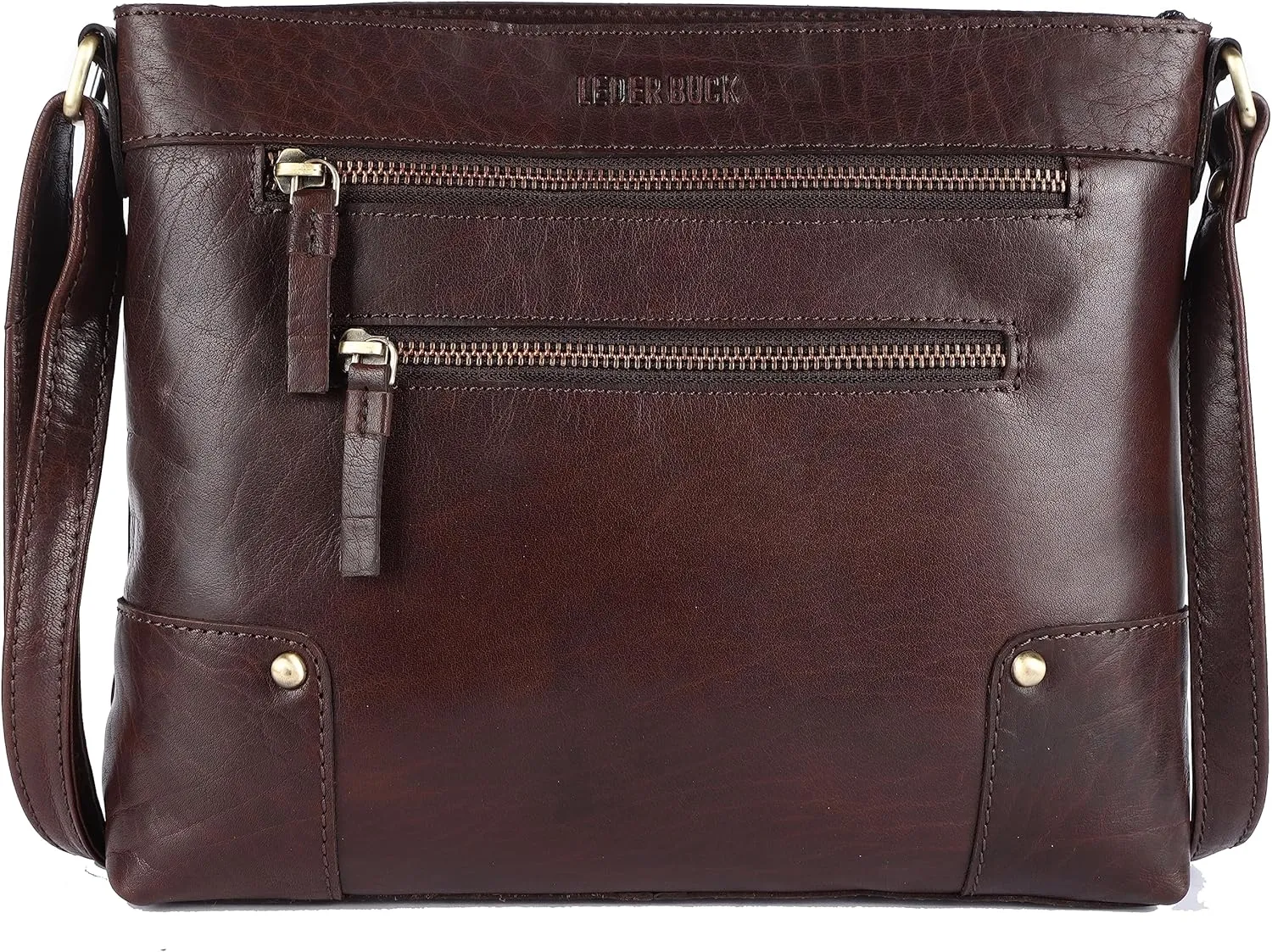 Mia Soft Real Leather Womens Crossbody Handbags and Purses-Triple Zip Premium Sling Crossover Shoulder Bag