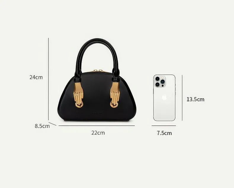 Mini Leather Top Handle Bag with Timeless Designer Appeal