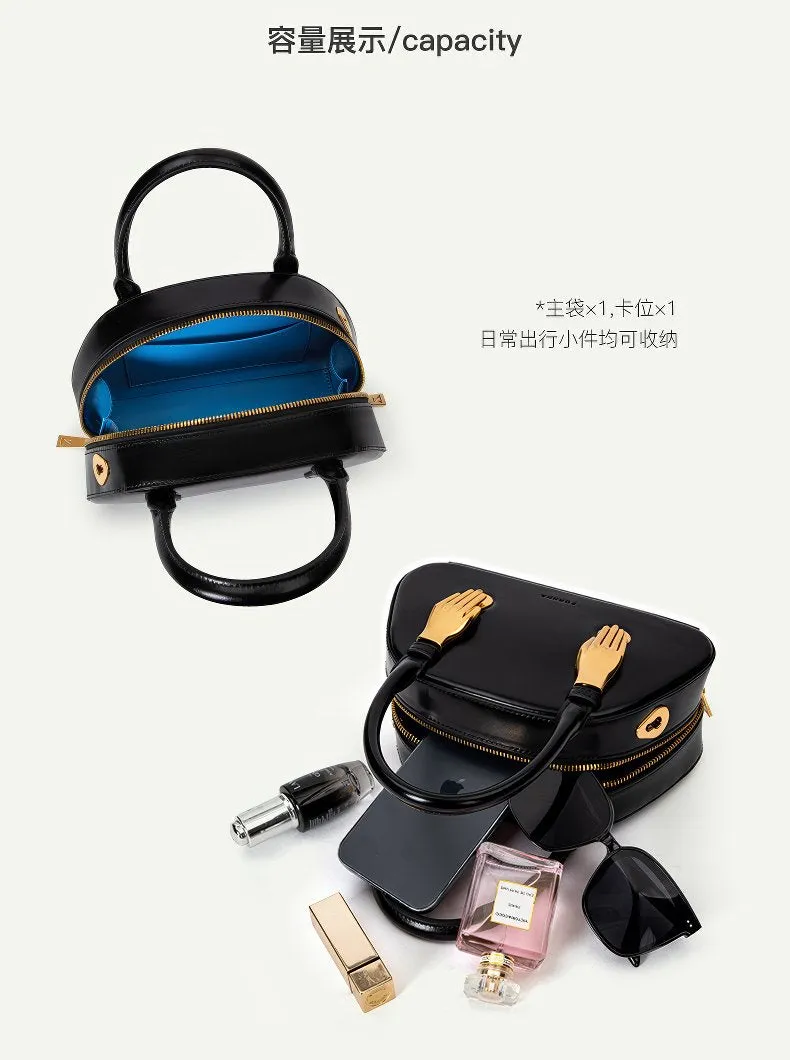 Mini Leather Top Handle Bag with Timeless Designer Appeal