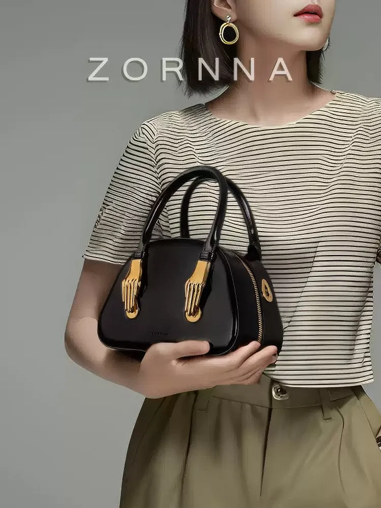 Mini Leather Top Handle Bag with Timeless Designer Appeal