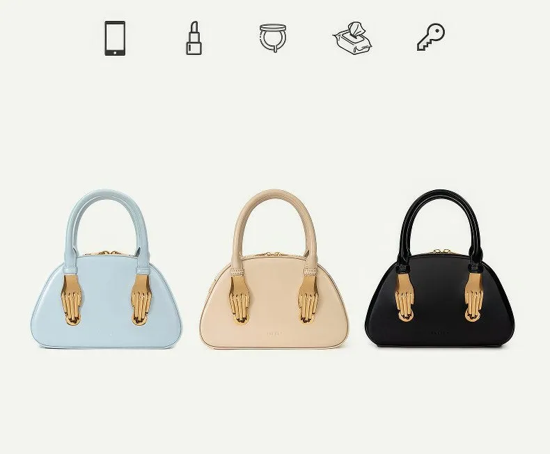 Mini Leather Top Handle Bag with Timeless Designer Appeal