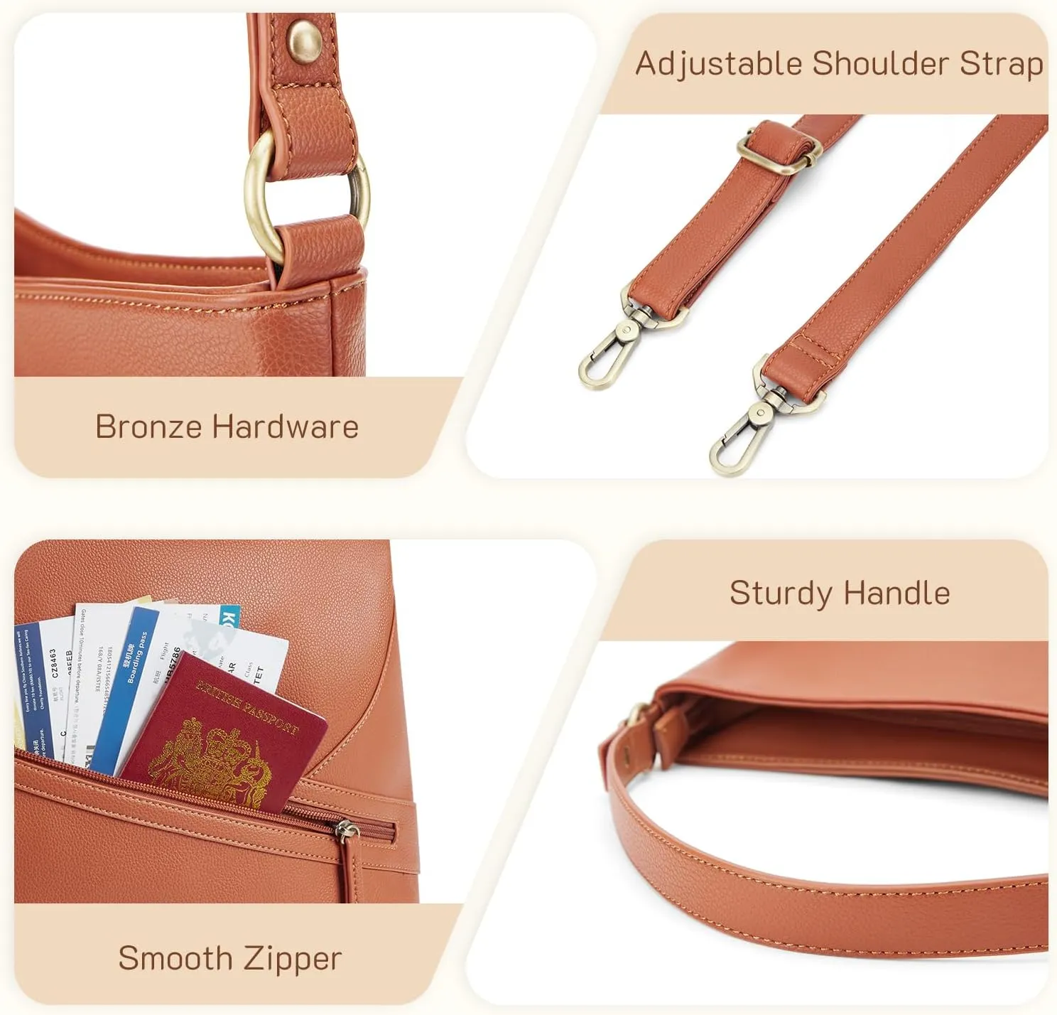 Missnine Hobo Bag Purses and Handbags for Women Top Handle Handbags with Pocket Zipper