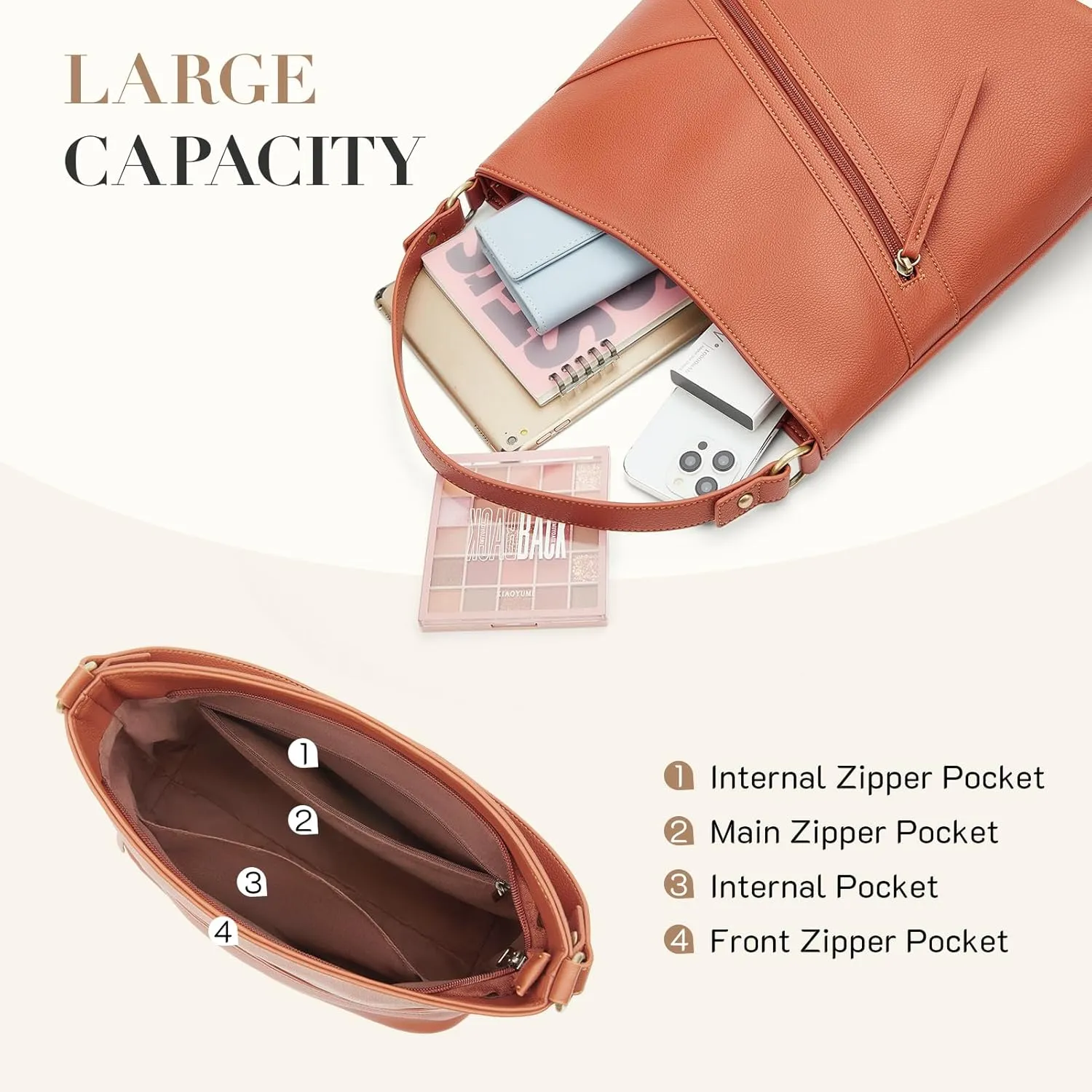 Missnine Hobo Bag Purses and Handbags for Women Top Handle Handbags with Pocket Zipper