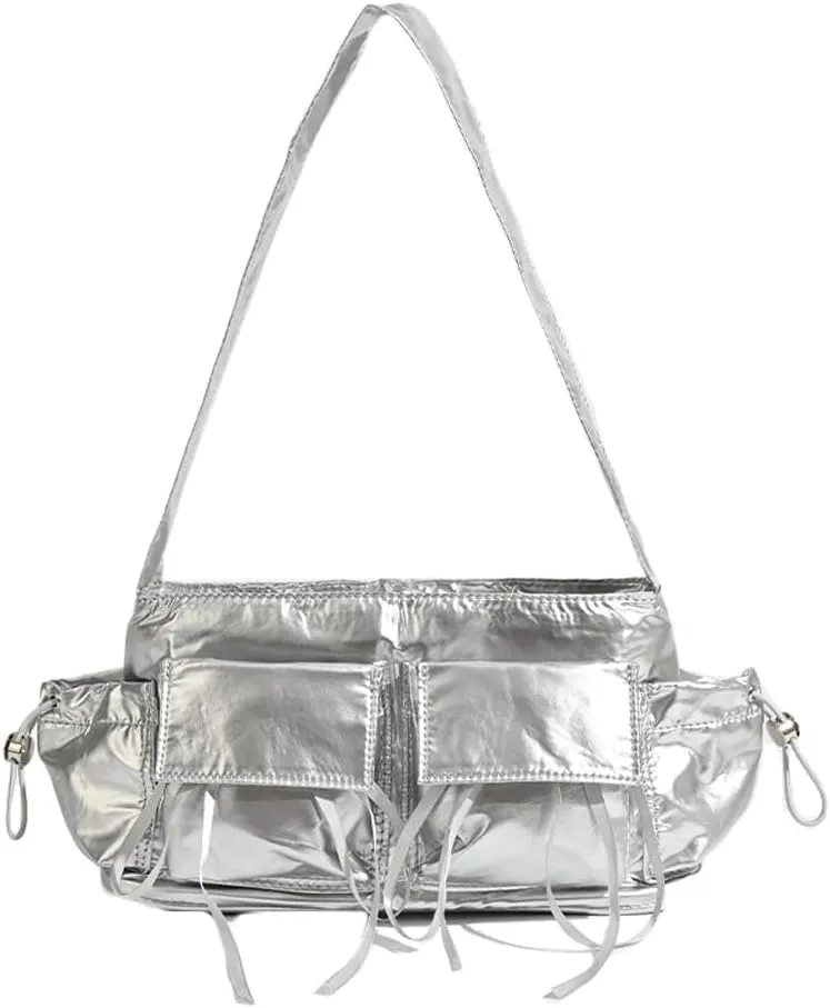 Molodo Women's Shoulder Bag Bow Tassel Shoulder Bag Casual Multipocket Nylon Underarm Bag Hobo Purses