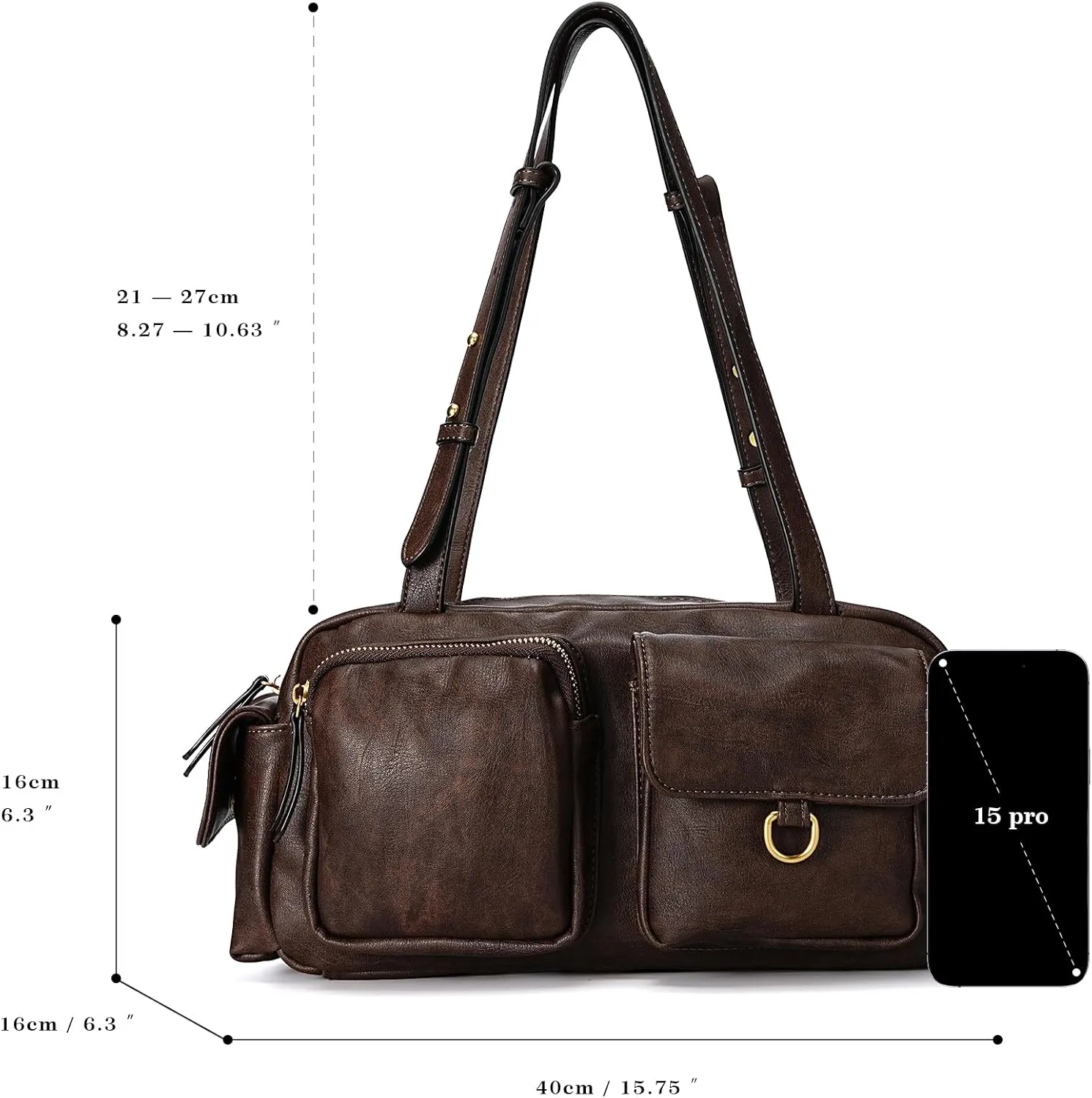 molshine Women's Shoulder Bags, Y2k Retro Hobo Clutch Purses, Multipocket Soft Punk Satchel Tote Handbags