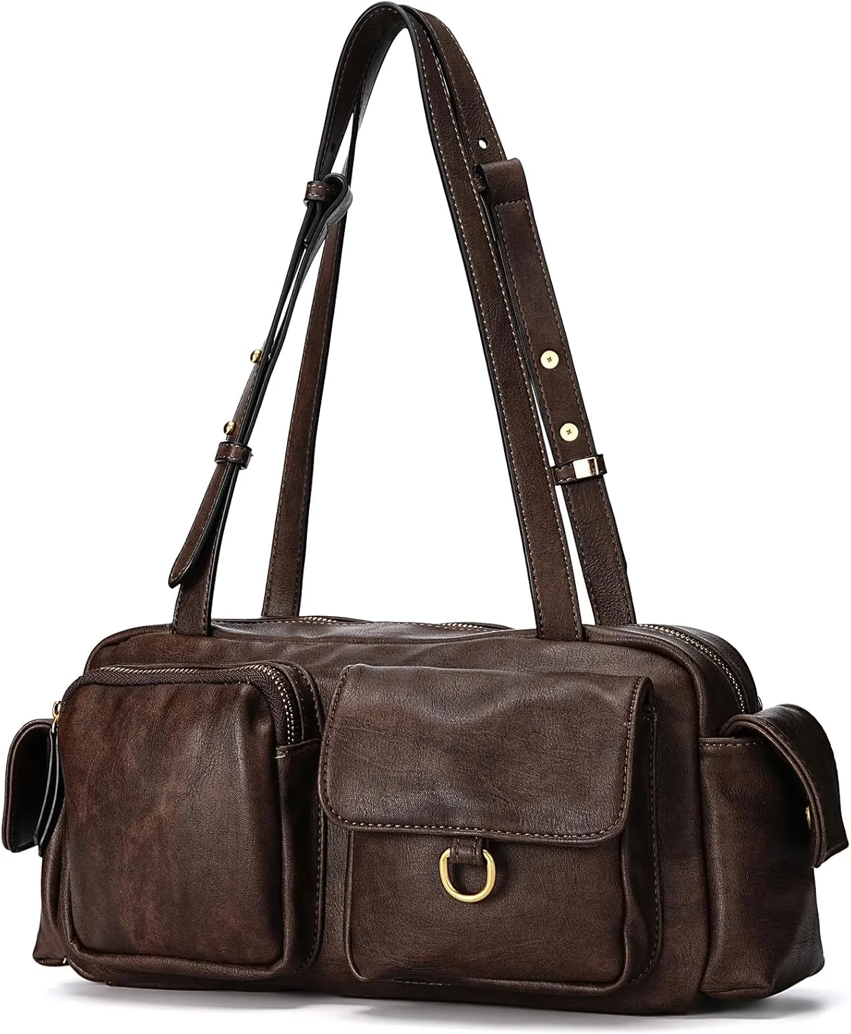 molshine Women's Shoulder Bags, Y2k Retro Hobo Clutch Purses, Multipocket Soft Punk Satchel Tote Handbags