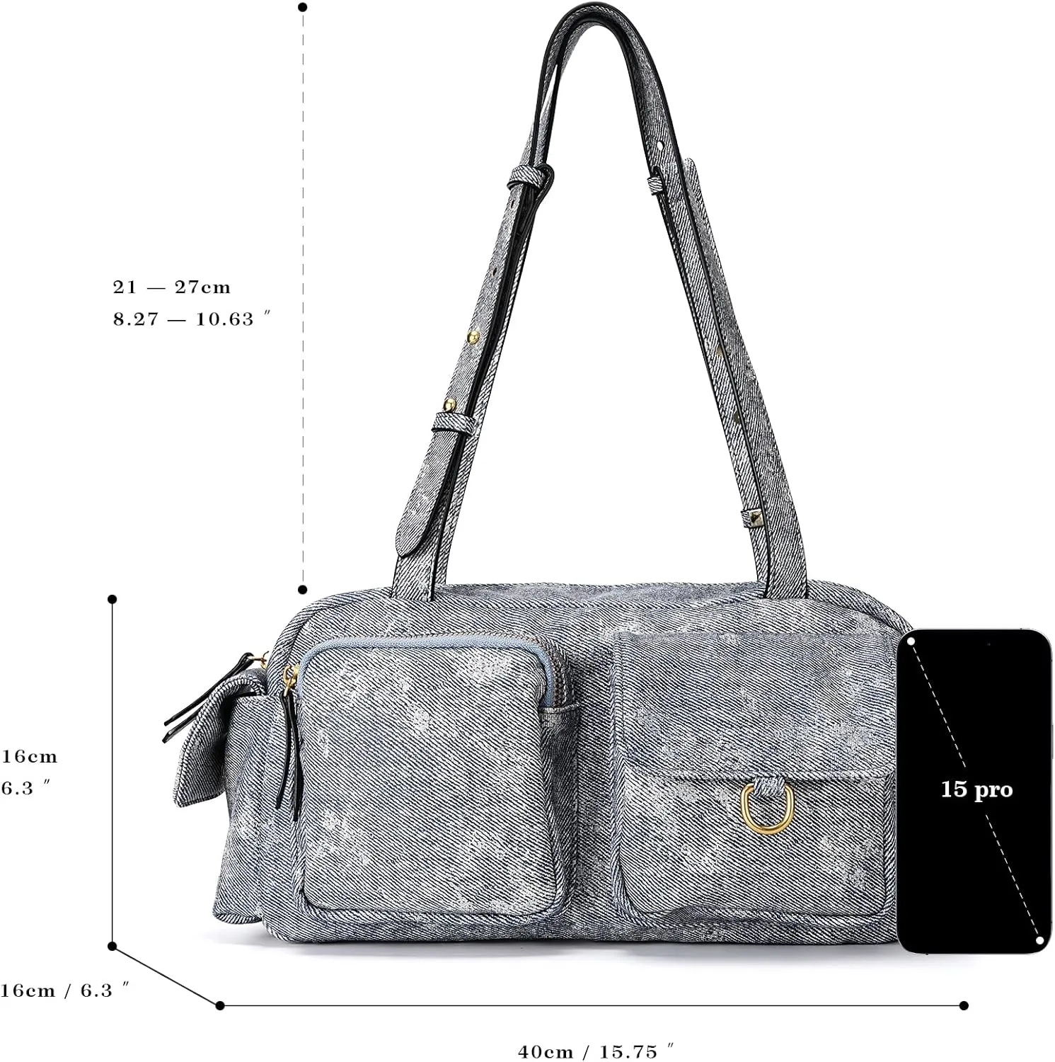 molshine Women's Shoulder Bags, Y2k Retro Hobo Clutch Purses, Multipocket Soft Punk Satchel Tote Handbags