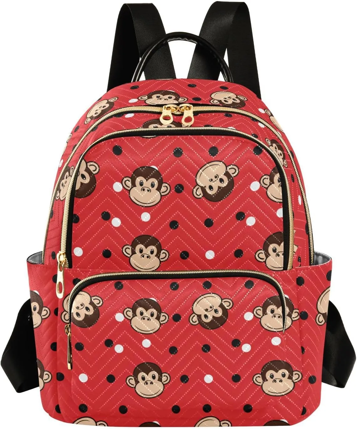 Monkey Faces Red Polka Dot Backpack Purse for Women Small Shoulder Bags Fashion Travel Bag Casual Daypack Travel Bag M 202c1162