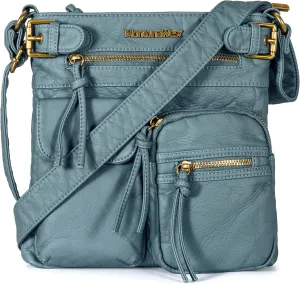 Montana West Crossbody Bag for Women Soft Washed Leather Multi Pocket crossbody handbags
