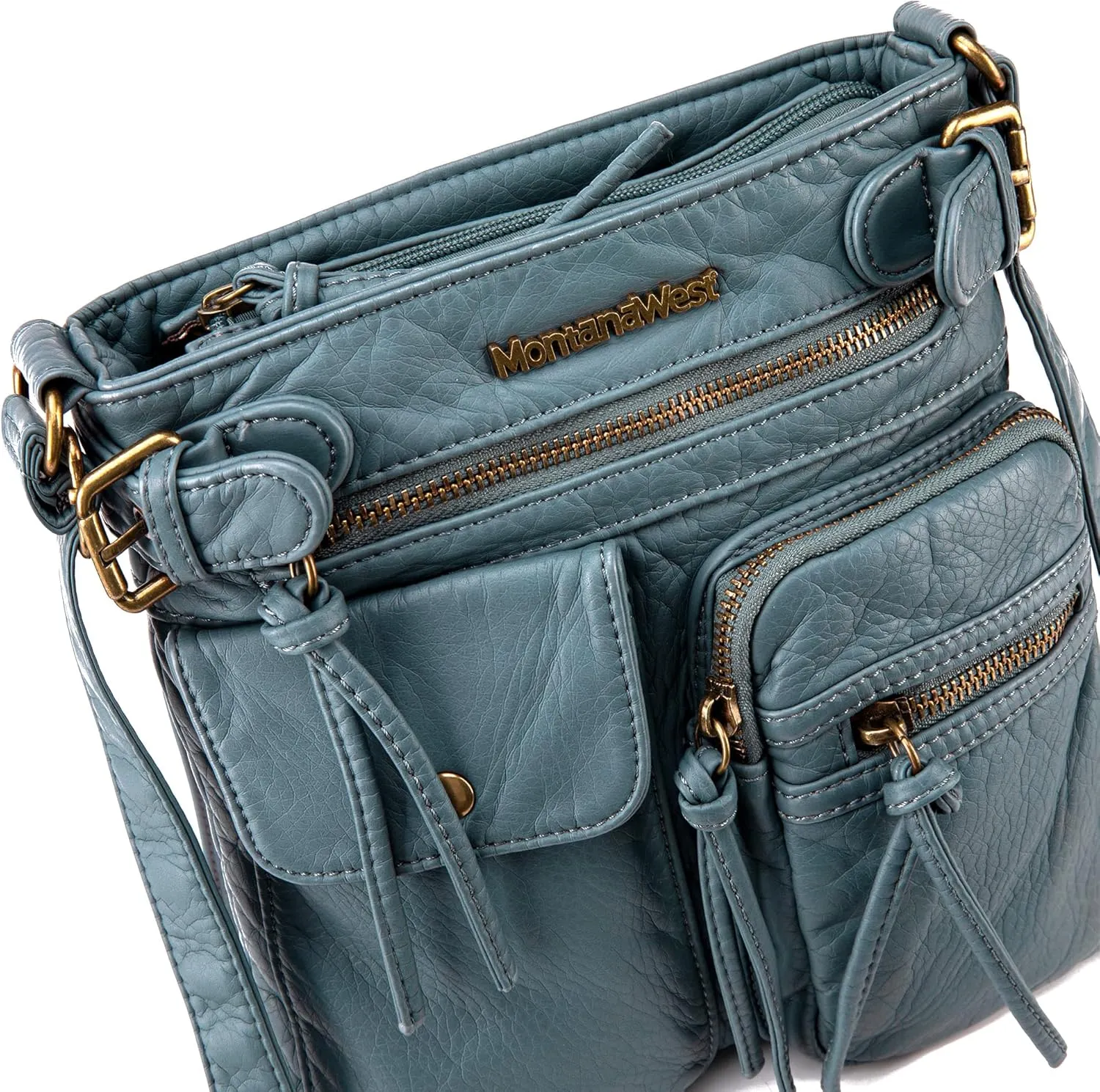 Montana West Crossbody Bag for Women Soft Washed Leather Multi Pocket crossbody handbags