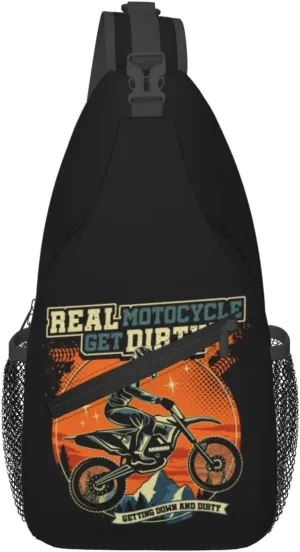 Motocross Dirt bike Motocycle American Flag Sling Bag Crossbody Bag Casual Chest Bags Travel Shoulder Backpack