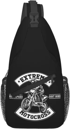 Motocross Dirt bike Motocycle American Flag Sling Bag Crossbody Bag Casual Chest Bags Travel Shoulder Backpack