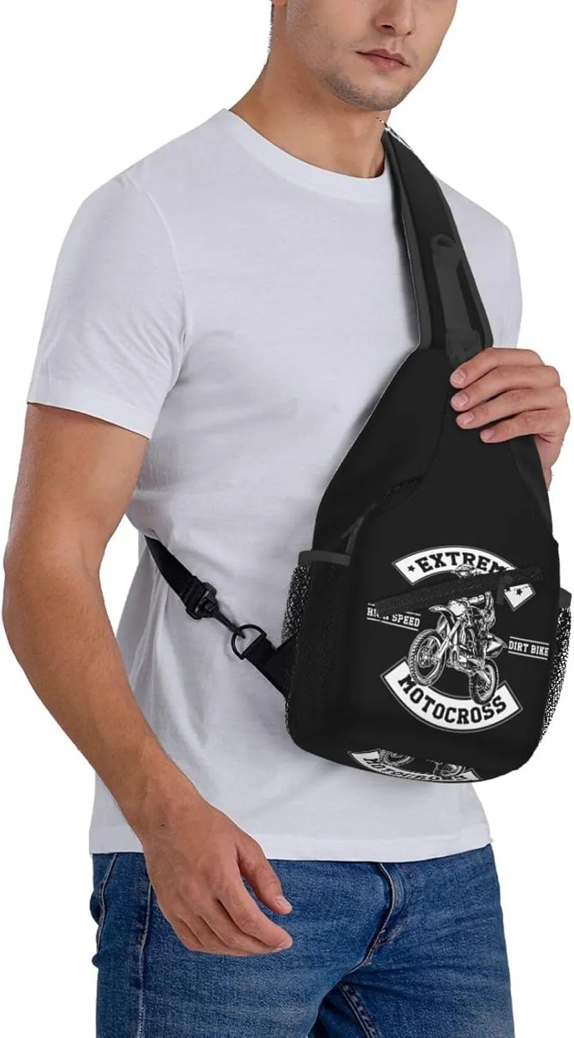 Motocross Dirt bike Motocycle American Flag Sling Bag Crossbody Bag Casual Chest Bags Travel Shoulder Backpack
