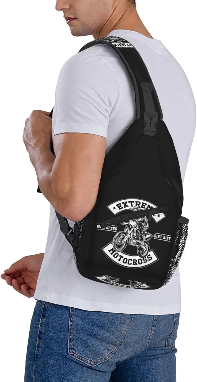 Motocross Dirt bike Motocycle American Flag Sling Bag Crossbody Bag Casual Chest Bags Travel Shoulder Backpack