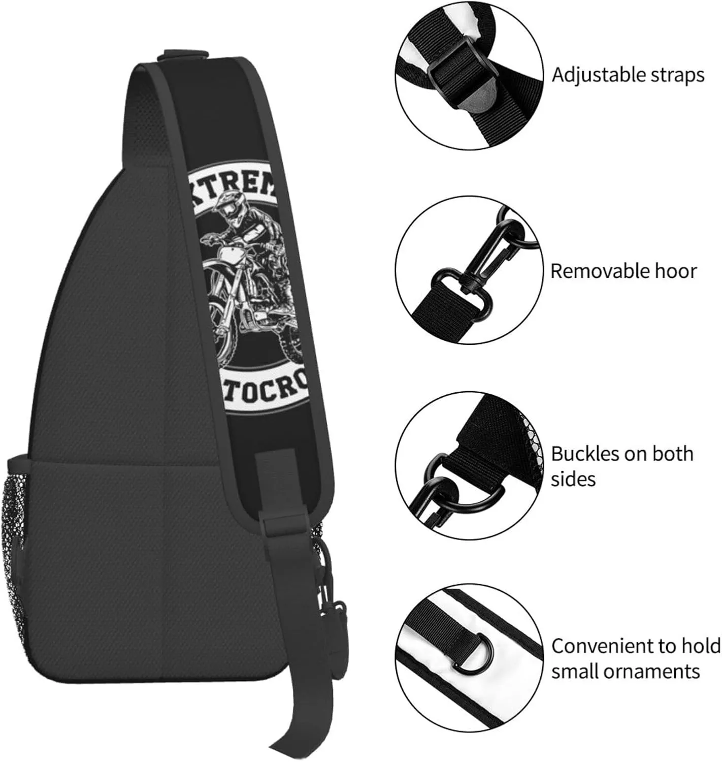 Motocross Dirt bike Motocycle American Flag Sling Bag Crossbody Bag Casual Chest Bags Travel Shoulder Backpack