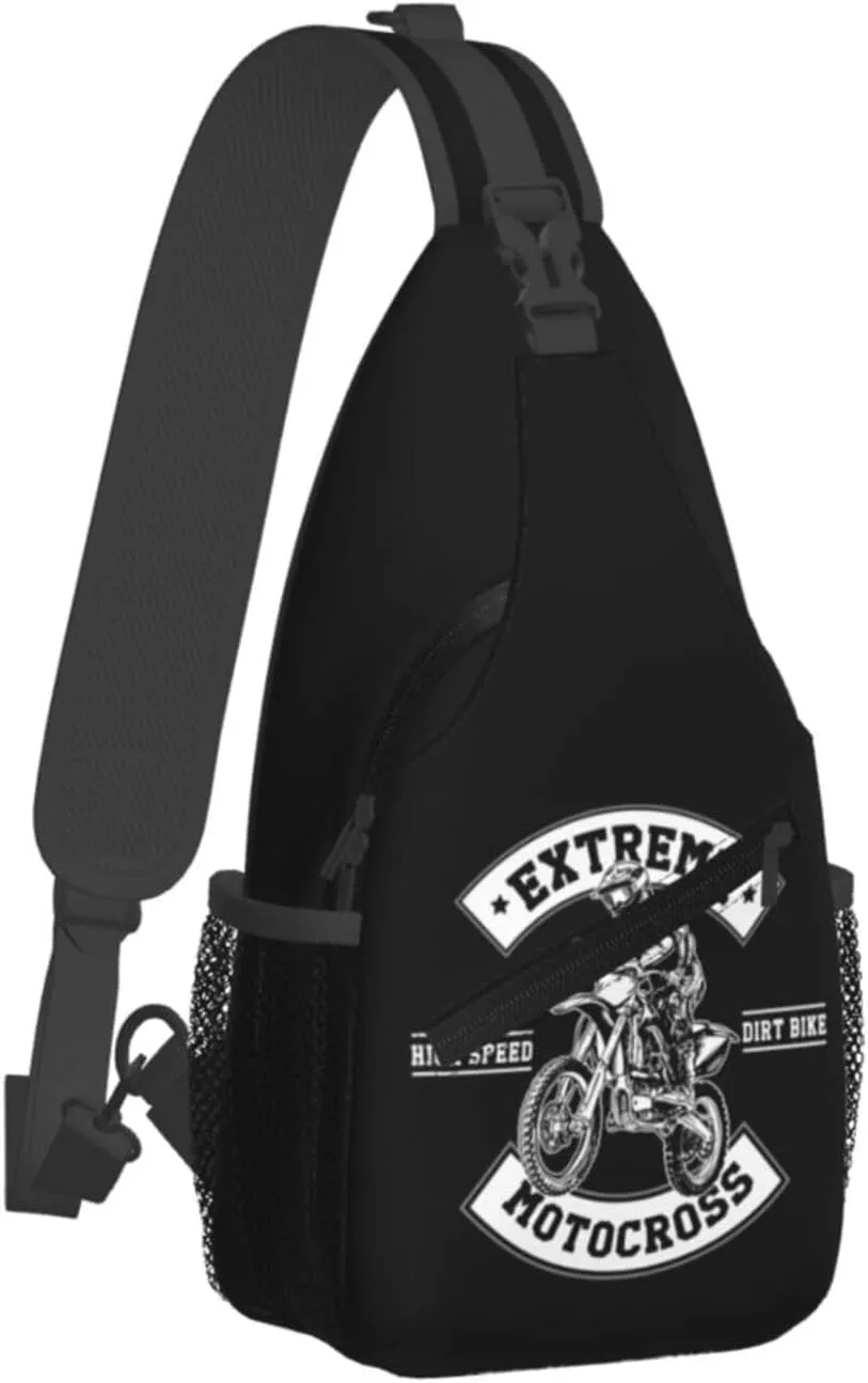 Motocross Dirt bike Motocycle American Flag Sling Bag Crossbody Bag Casual Chest Bags Travel Shoulder Backpack