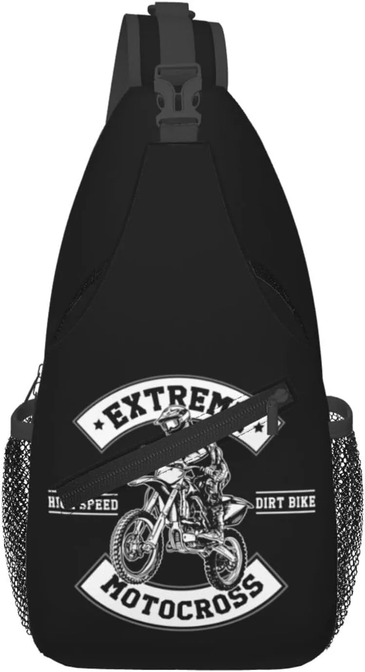 Motocross Dirt bike Motocycle American Flag Sling Bag Crossbody Bag Casual Chest Bags Travel Shoulder Backpack