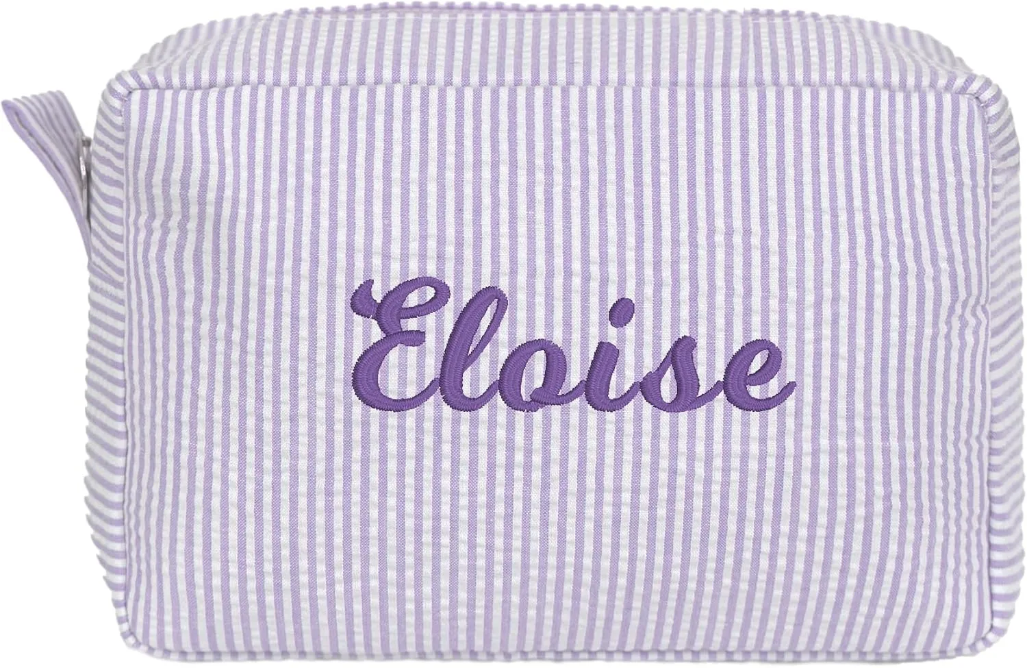 MT WORLD Cosmetic Bag Personalized Makeup Bag for Women Girls Seersucker Preppy Bridesmaid Makeup Bag Cute Aesthetic Toiletry Bag Girls Handbags Purses (Purple)