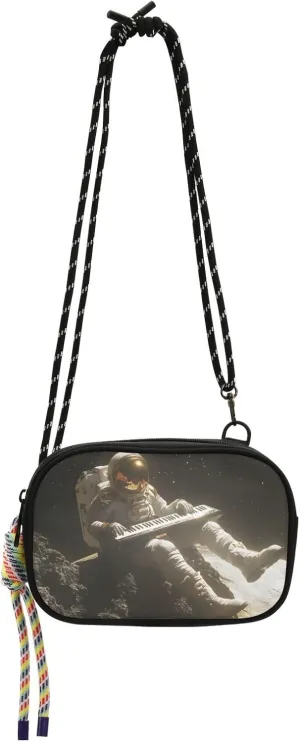 Music Astronauts Print Crossbody Handbags for Women Walking, Hiking Lightweight Shoulder Phone Purse