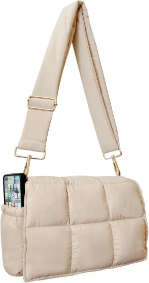 NAARIIAN Crossbody Bag for Women Quilted Puffer Purse Fashion Lightweight Travel Handbags Cute Small Shoulder Bag