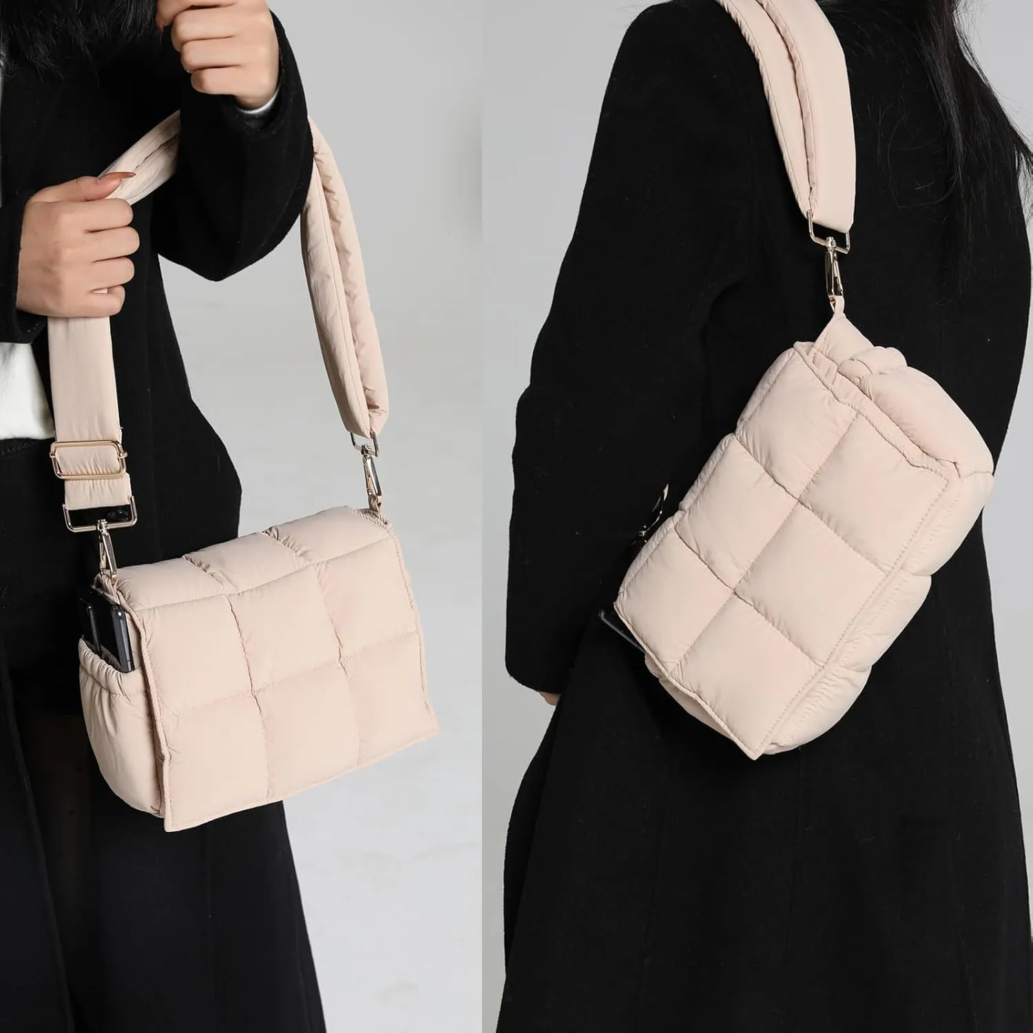 NAARIIAN Crossbody Bag for Women Quilted Puffer Purse Fashion Lightweight Travel Handbags Cute Small Shoulder Bag