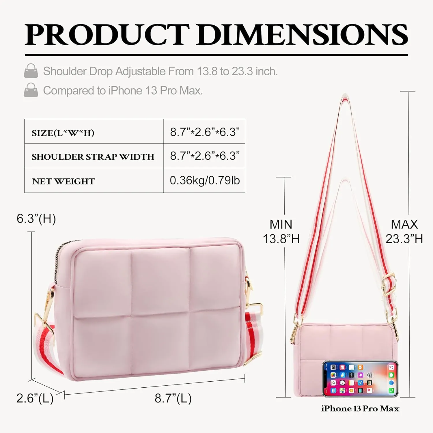 NAARIIAN Crossbody Bags for Women Small Puffy Quilted Purses Shoulder Handbags Adjustable strap Cute Everyday Bag
