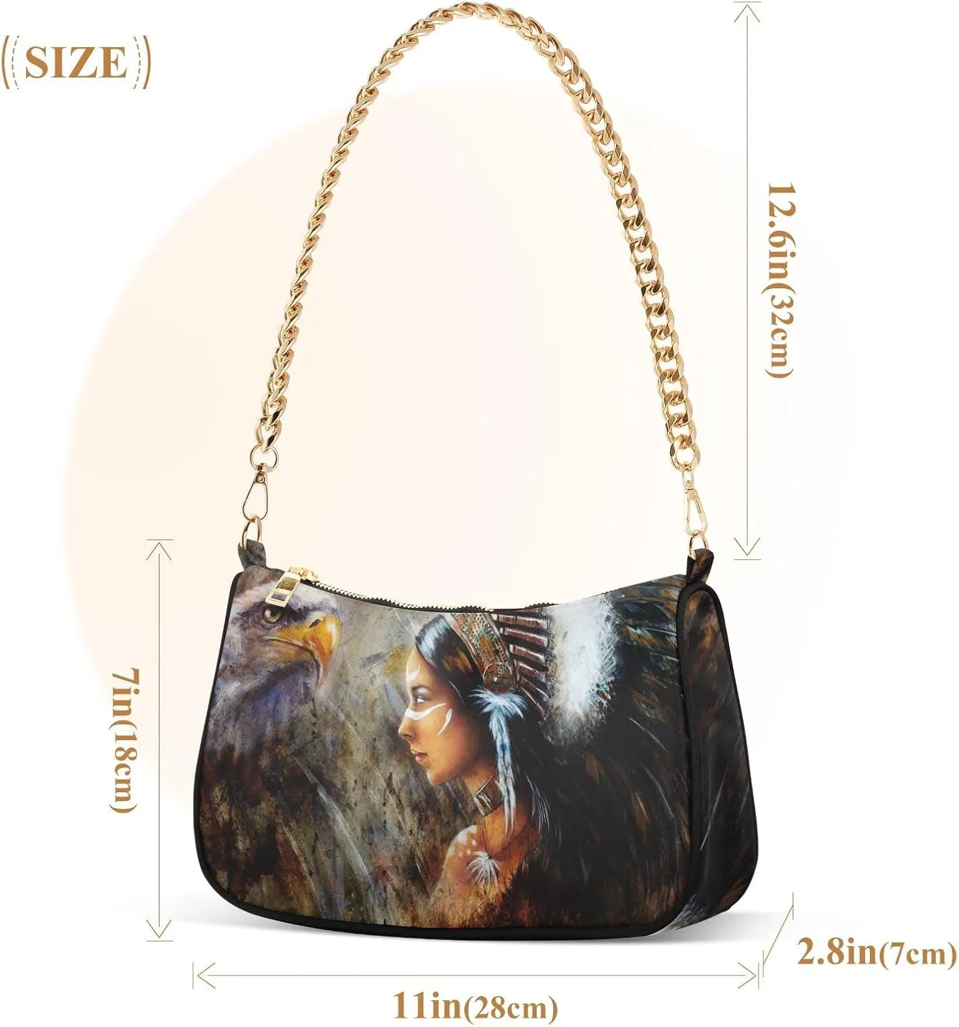 Native American Women Hawk Shoulder Bags for Women Small Handbags Mini Clutch Purse