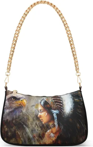 Native American Women Hawk Shoulder Bags for Women Small Handbags Mini Clutch Purse
