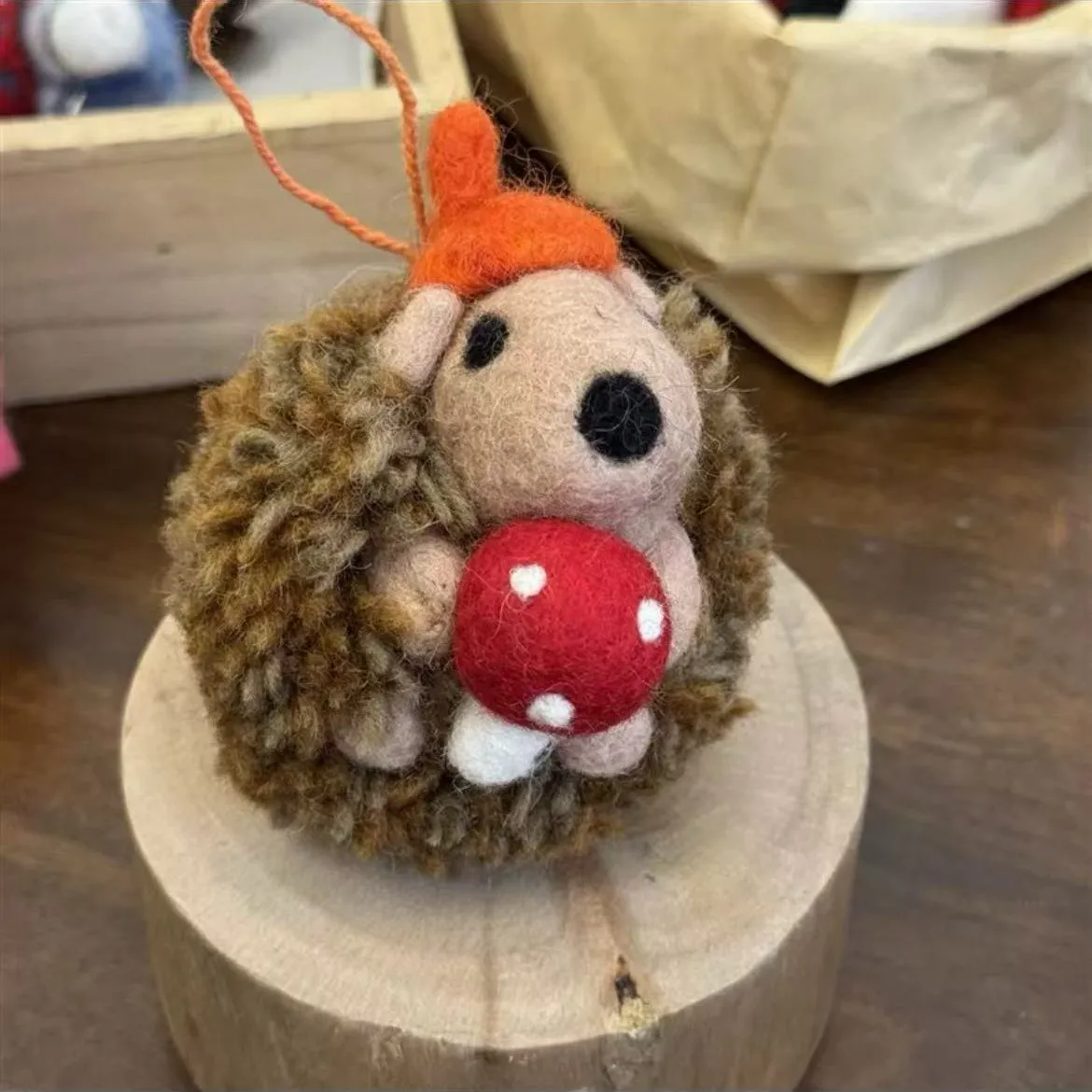 Needle Felted Hedgehog Hanging Decoration