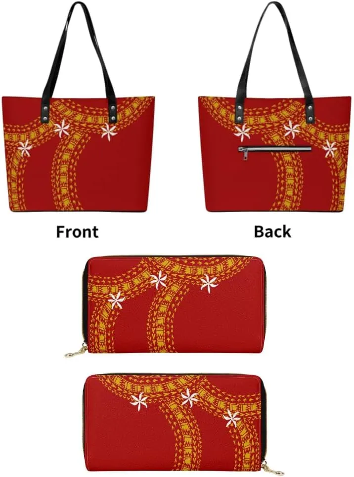 New Women'S Handbags And Purses Polynesian Custom Patterned Pu Shoulder Bag Durable Storage Bag