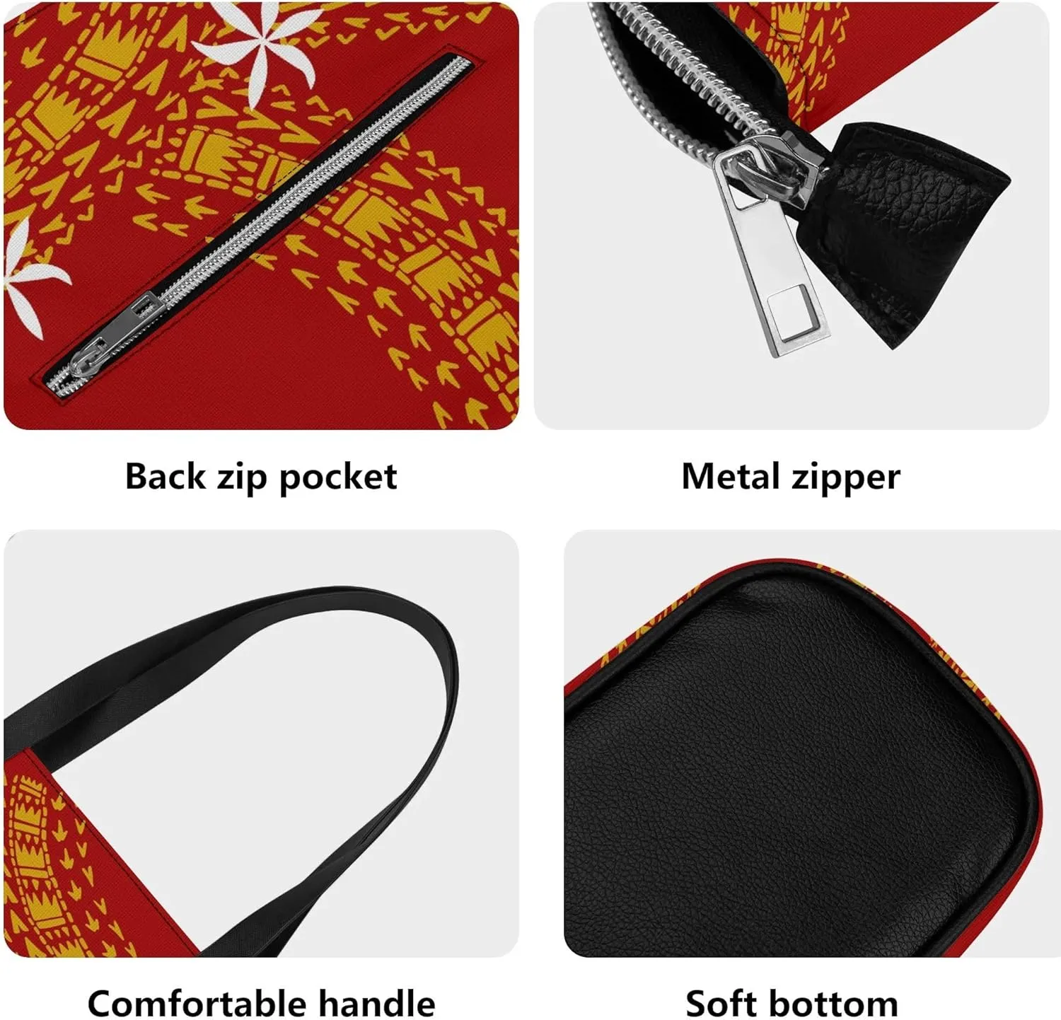 New Women'S Handbags And Purses Polynesian Custom Patterned Pu Shoulder Bag Durable Storage Bag